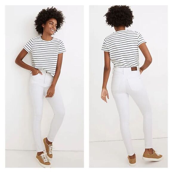 Madewell Denim - NWT Madewell 10" High-Rise Skinny Jeans Pure White magic pockets Size 28‎ Size 6